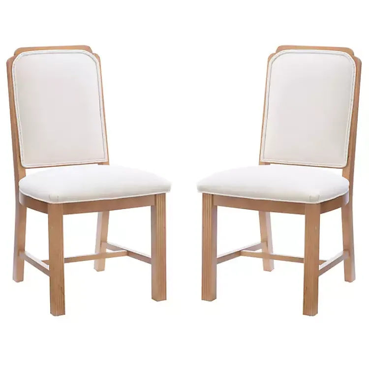 Dining Chairs-Kirklands Home Natural Linen Scalloped Dining Chairs, Set of 2 White