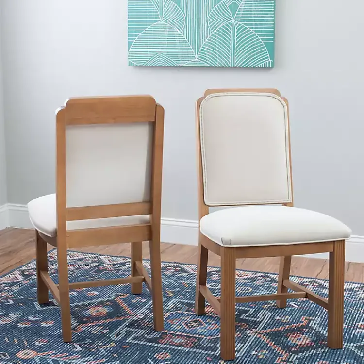 Dining Chairs-Kirklands Home Natural Linen Scalloped Dining Chairs, Set of 2 White