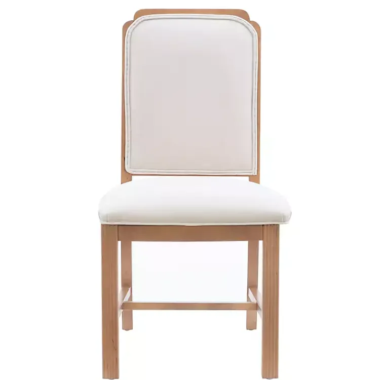 Dining Chairs-Kirklands Home Natural Linen Scalloped Dining Chairs, Set of 2 White