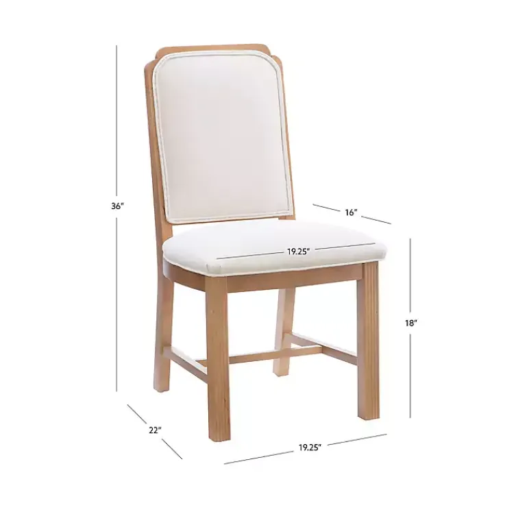 Dining Chairs-Kirklands Home Natural Linen Scalloped Dining Chairs, Set of 2 White