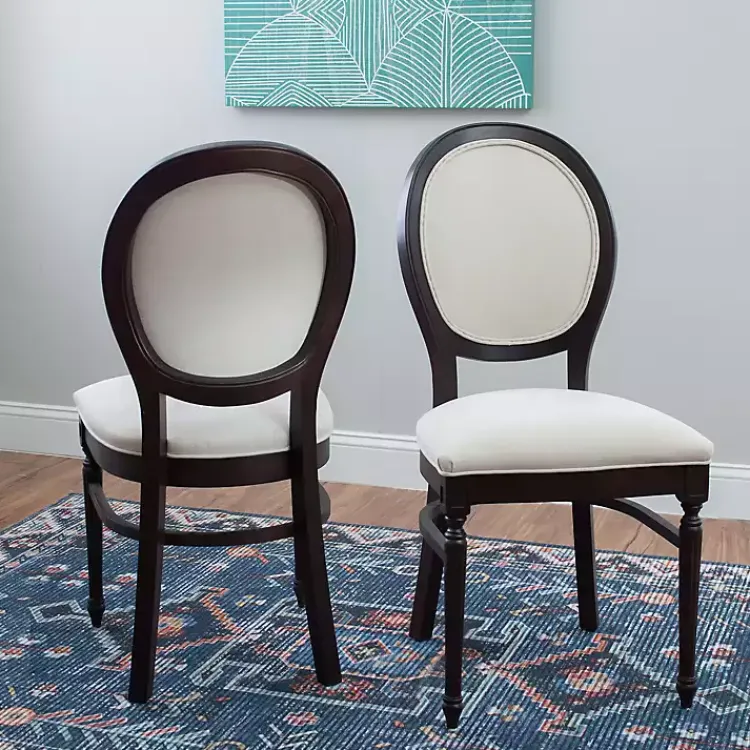 Dining Chairs-Kirklands Home Brown Upholstered Oval Dining Chairs, Set of 2 White