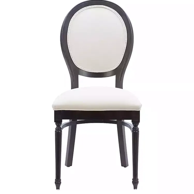 Dining Chairs-Kirklands Home Brown Upholstered Oval Dining Chairs, Set of 2 White