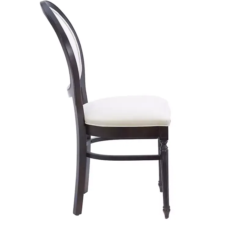 Dining Chairs-Kirklands Home Brown Upholstered Oval Dining Chairs, Set of 2 White