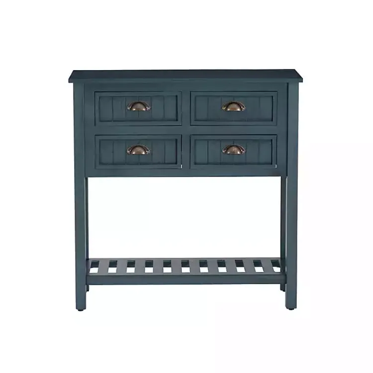 Console Tables-Kirklands Home Dark Teal Beadboard Console Table Blue