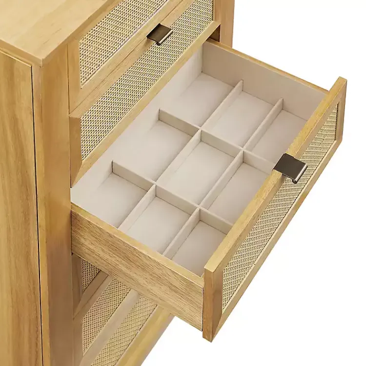 Dressers & Chests-Kirklands Home Natural Cane Jewelry Armoire Tan