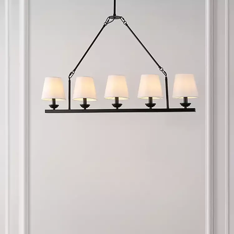Chandeliers & Pendant Lighting-Kirklands Home Black Metal Linear Chandelier