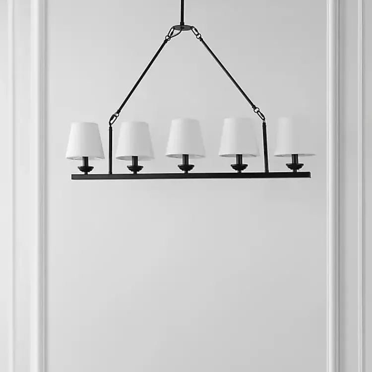 Chandeliers & Pendant Lighting-Kirklands Home Black Metal Linear Chandelier