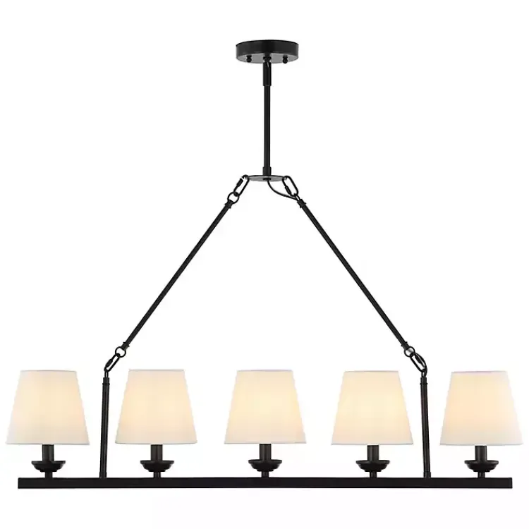 Chandeliers & Pendant Lighting-Kirklands Home Black Metal Linear Chandelier