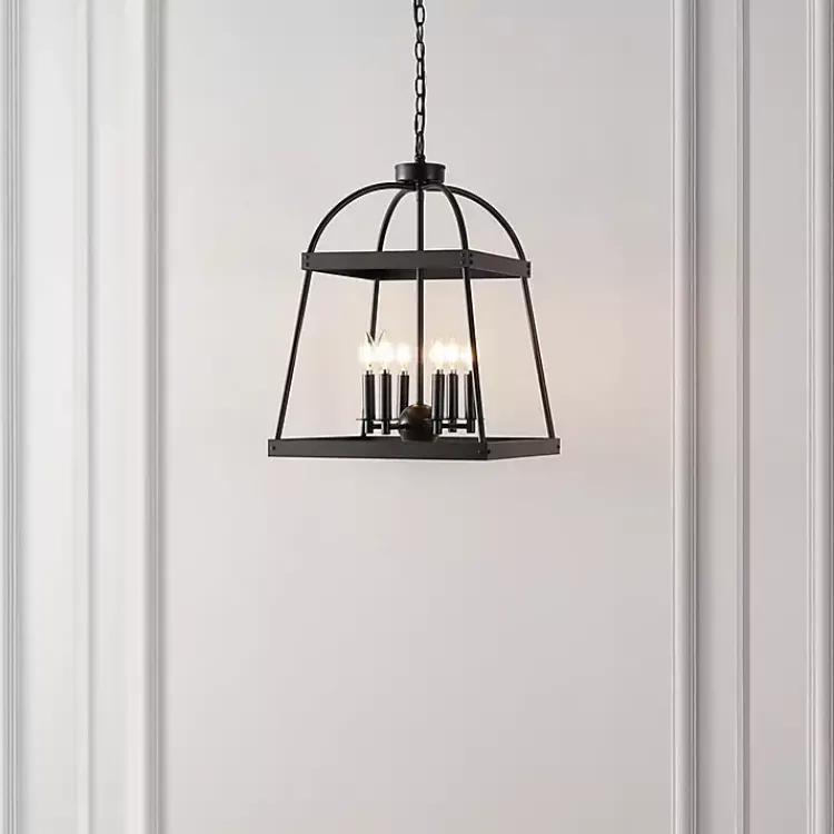 Chandeliers & Pendant Lighting-Kirklands Home Open Frame Adjustable Chandelier Black