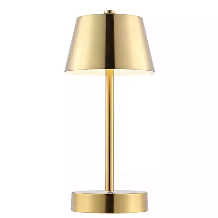 Table Lamps-Kirklands Home Brass Rechargeable LED Table Lamp, 10 in. Gold