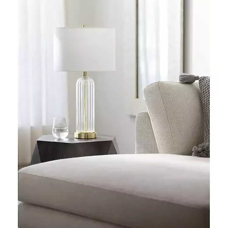 Table Lamps-Kirklands Home Crassula Clear Glass Table Lamp White