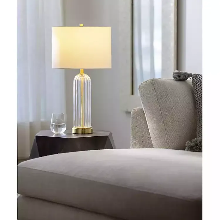Table Lamps-Kirklands Home Crassula Clear Glass Table Lamp White