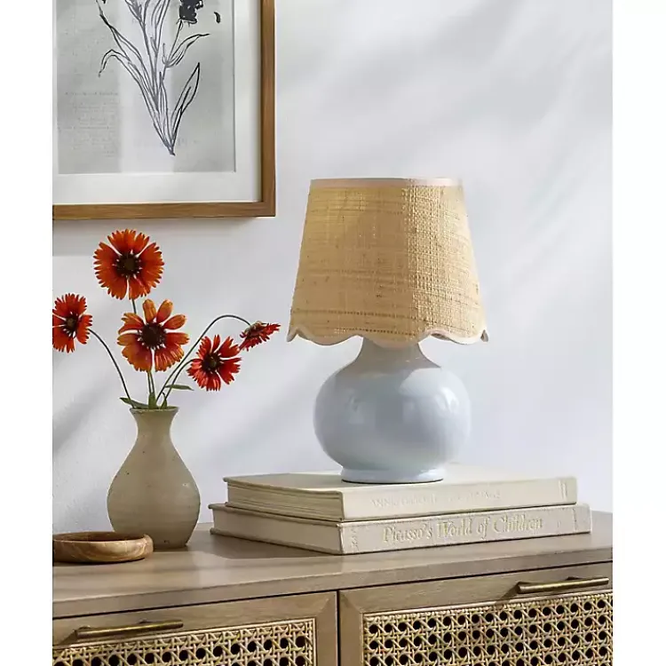 Table Lamps-Kirklands Home Stella Light Diminuta Woven Shade Table Lamp Blue