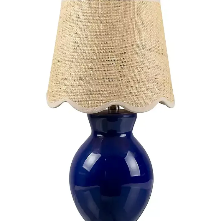 Table Lamps-Kirklands Home Stella Mini Table Lamp with Woven Shade Blue