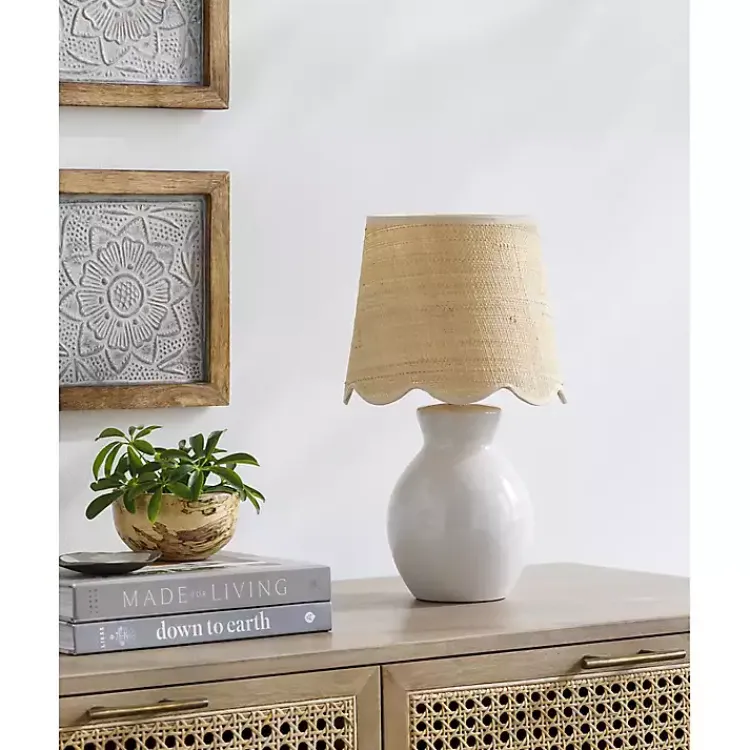 Table Lamps-Kirklands Home Stella Mini Table Lamp with Woven Shade White