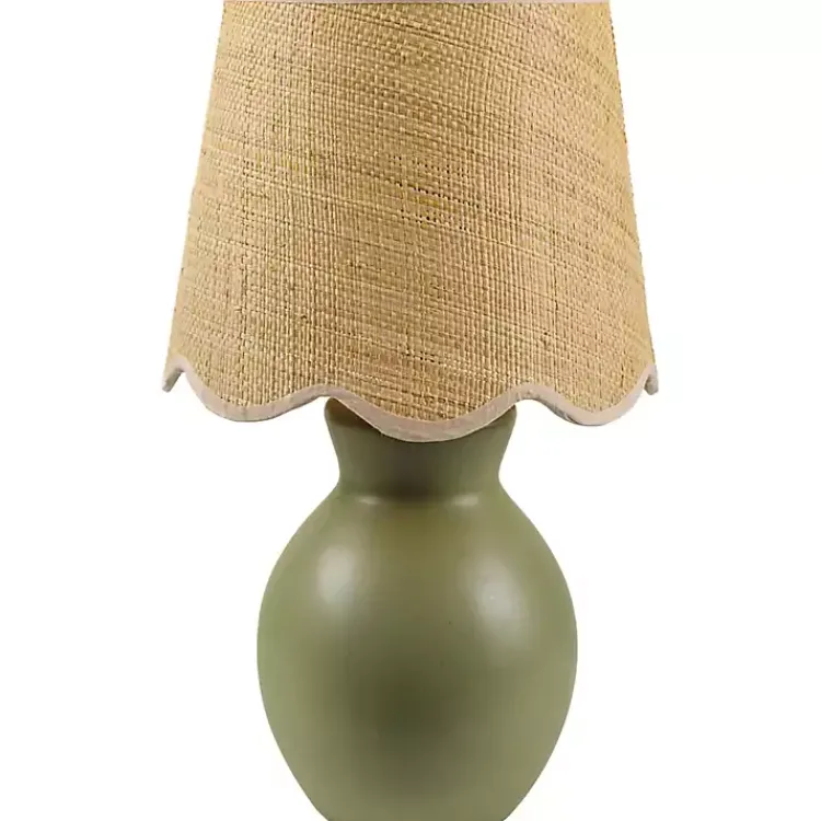 Table Lamps-Kirklands Home Stella Mini Table Lamp with Woven Shade Green