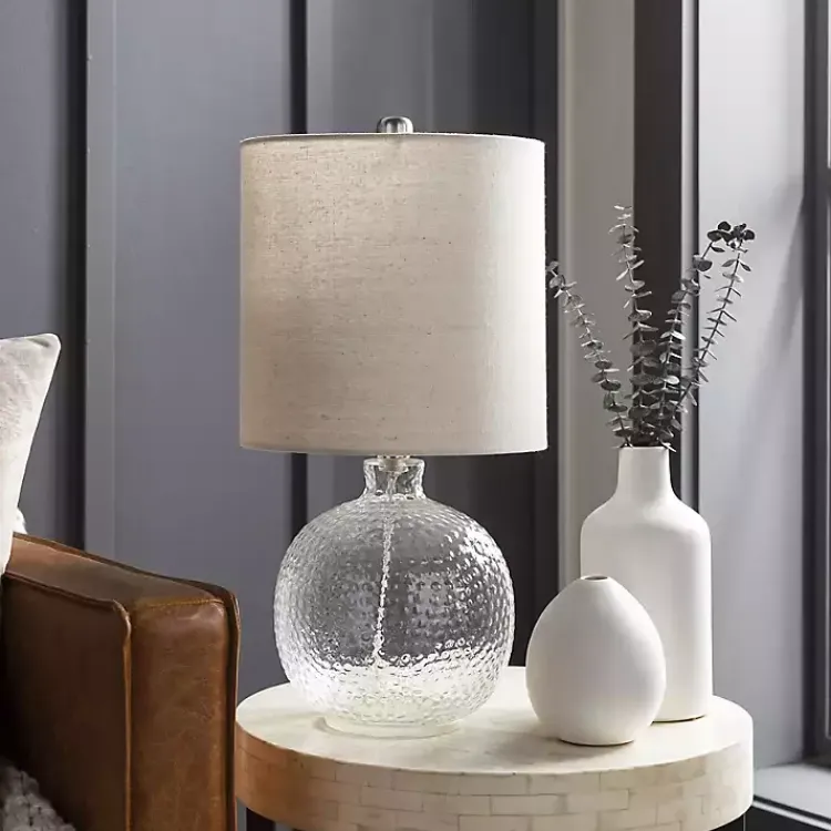 Table Lamps-Kirklands Home Clear Glass Hobnail Table Lamp Gray