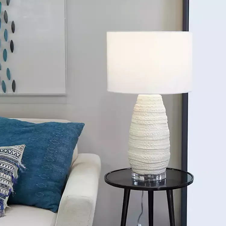 Table Lamps-Kirklands Home Cream Ceramic Gourd Table Lamp White