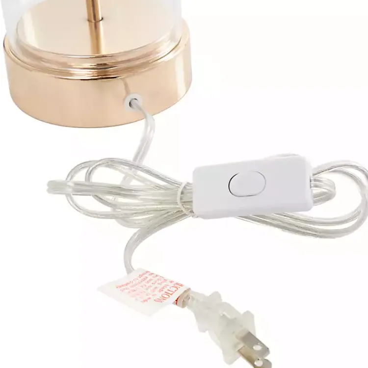 Table Lamps-Kirklands Home Clear Glass and Gold Stem Table Lamp White