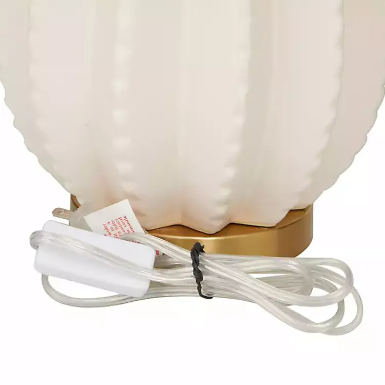 Table Lamps-Kirklands Home Cream Ceramic Fluted Gourd Table Lamp
