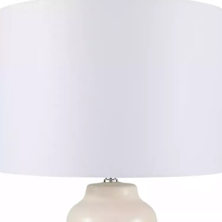 Table Lamps-Kirklands Home Cream Ceramic Rounded Hourglass Table Lamp