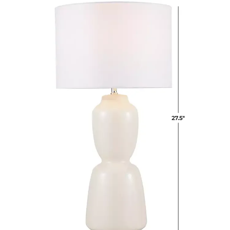 Table Lamps-Kirklands Home Cream Ceramic Rounded Hourglass Table Lamp