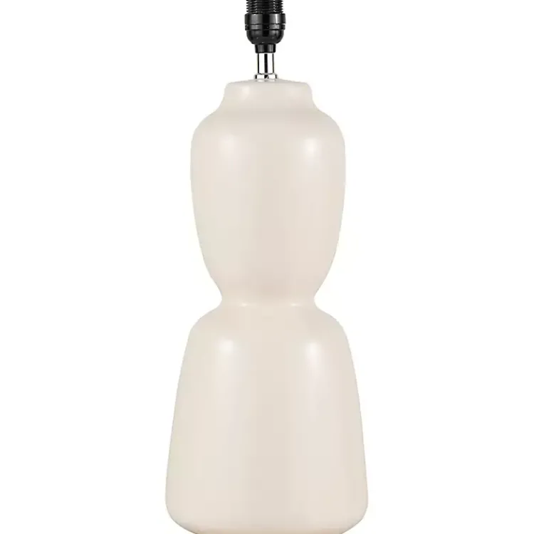Table Lamps-Kirklands Home Cream Ceramic Rounded Hourglass Table Lamp