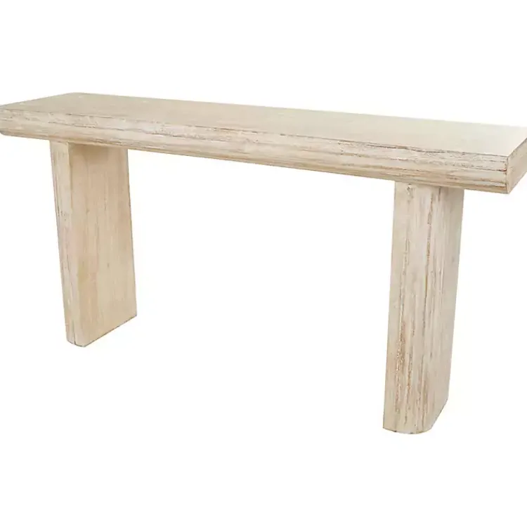 Console Tables-Kirklands Home Natural Wood Grain Console Table Ivory