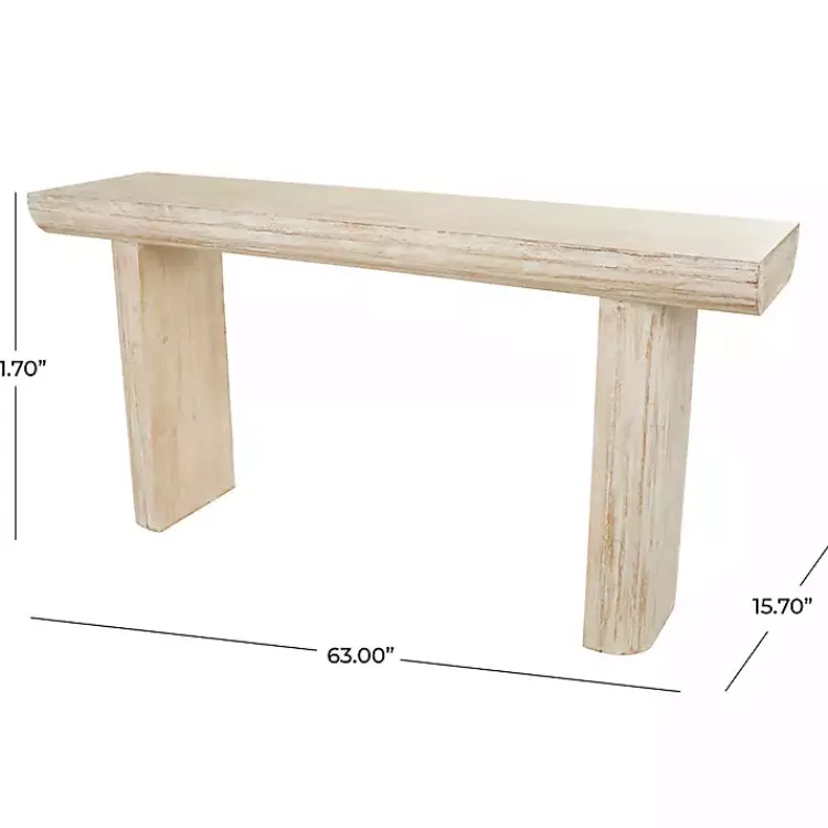 Console Tables-Kirklands Home Natural Wood Grain Console Table Ivory