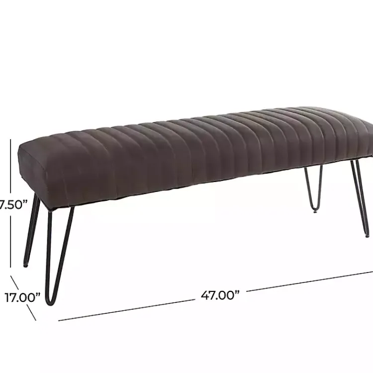 Benches & Ottomans-Kirklands Home Dark Leather Tufted Panel Bench Brown