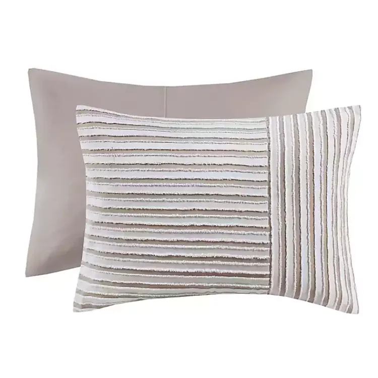 Comforters-Kirklands Home Neutral Striped 5-pc. Full/Queen Comforter Set