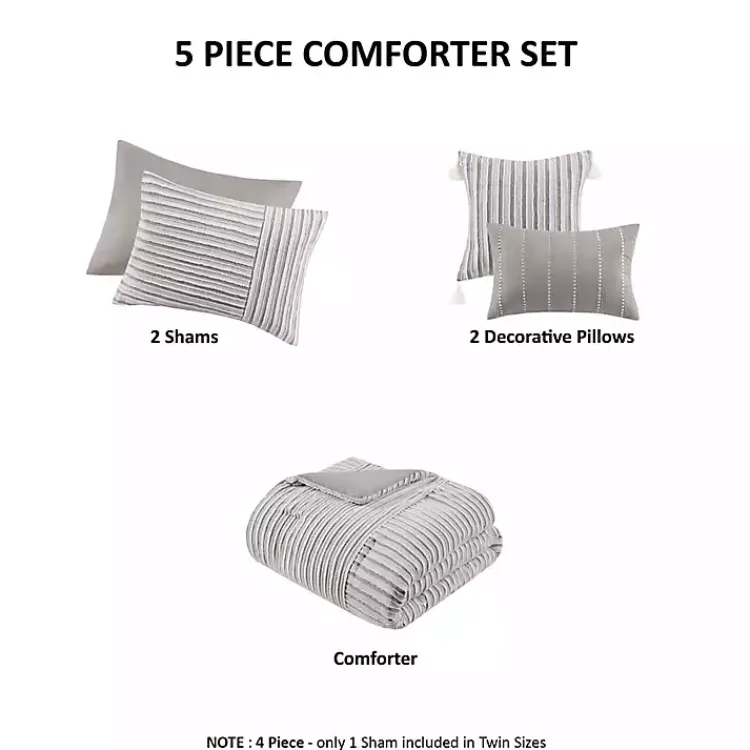 Comforters-Kirklands Home Neutral Striped 5-pc. Full/Queen Comforter Set