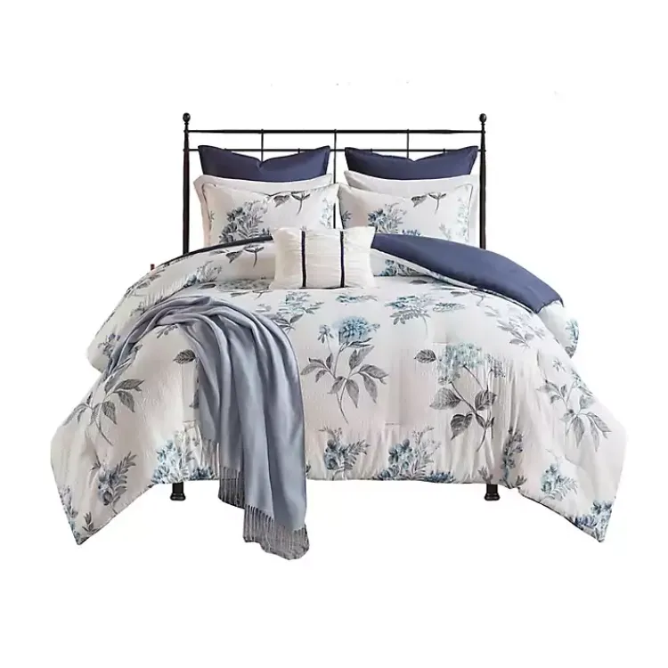 Comforters-Kirklands Home Blue Floral 7-pc. King Comforter Set