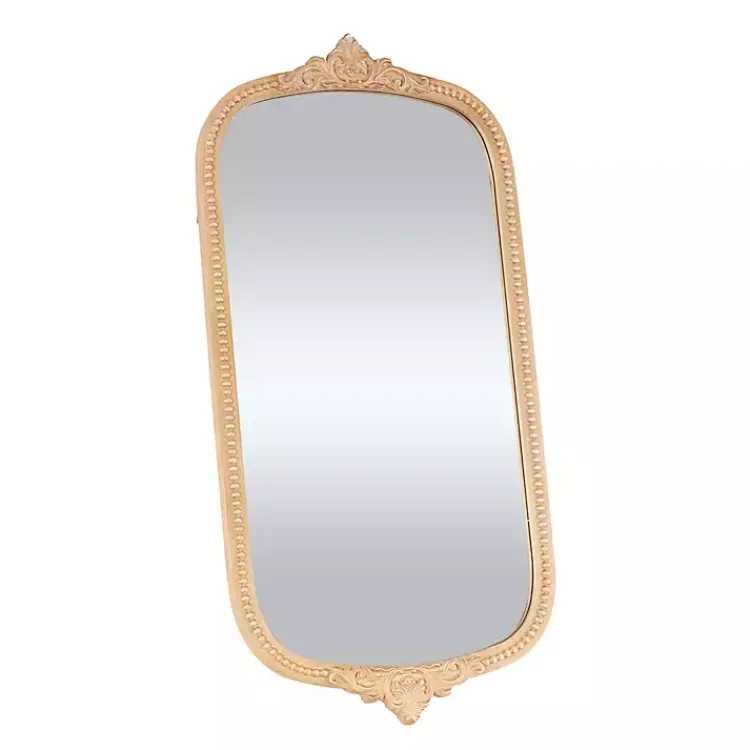 Decorative Mirrors-Kirklands Home Gold Beaded Scroll Frame Wall Mirror