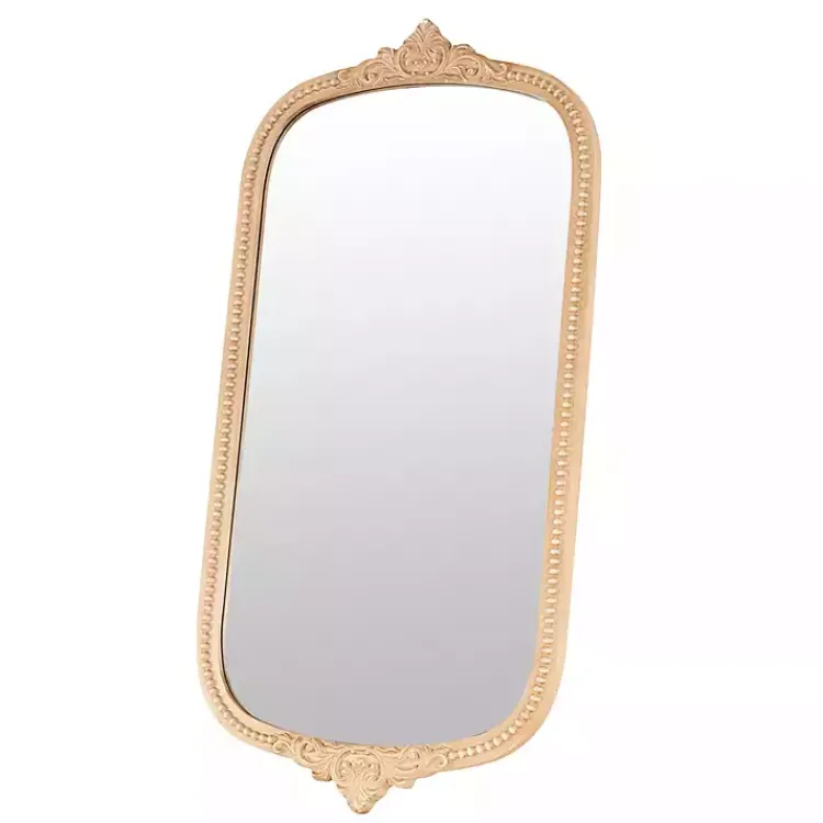 Decorative Mirrors-Kirklands Home Gold Beaded Scroll Frame Wall Mirror