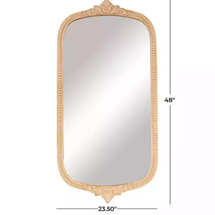 Decorative Mirrors-Kirklands Home Gold Beaded Scroll Frame Wall Mirror