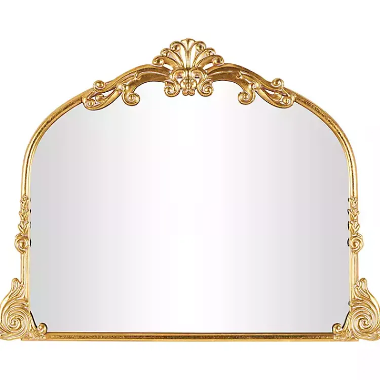 Decorative Mirrors-Kirklands Home Gold Arched Baroque Wall Mirror