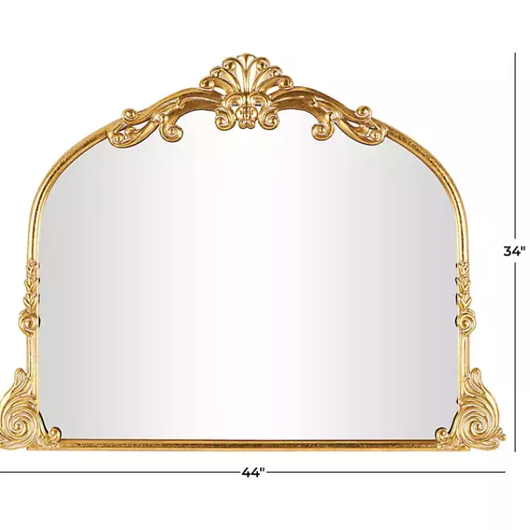 Decorative Mirrors-Kirklands Home Gold Arched Baroque Wall Mirror