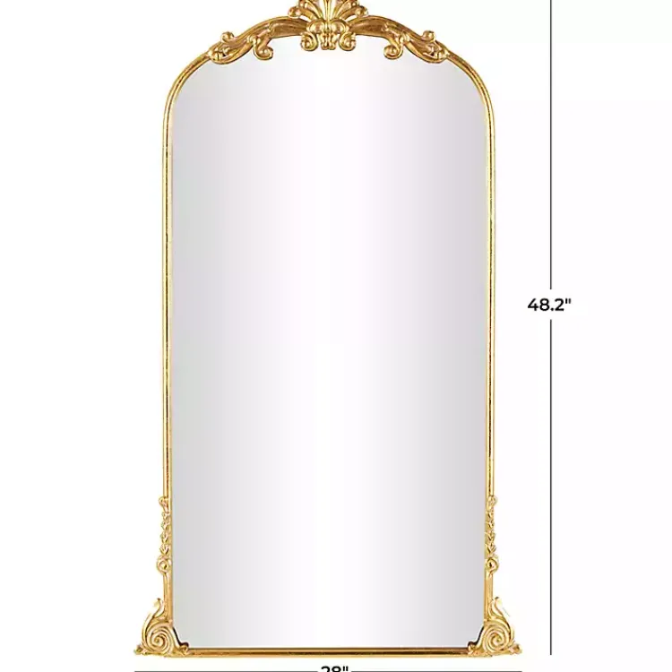 Decorative Mirrors-Kirklands Home Gold Arched Baroque Mirror