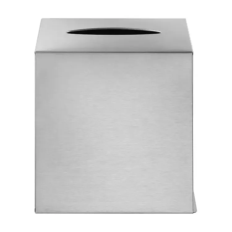 Bathroom Accessories-Kirklands Home Matte Stainless Steel Nexio Tissue Box Cover Silver
