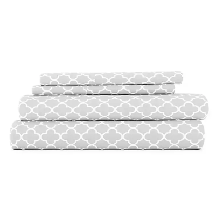 Bed Sheets-Kirklands Home Quatrefoil 4-pc. Full Sheet Set Gray