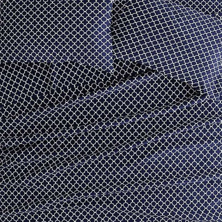 Bed Sheets-Kirklands Home Navy Quatrefoil 4-pc. Full Sheet Set Blue