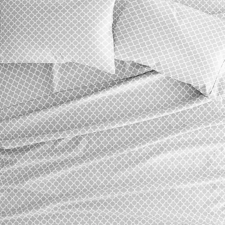 Bed Sheets-Kirklands Home Quatrefoil 4-pc. King Sheet Set Gray