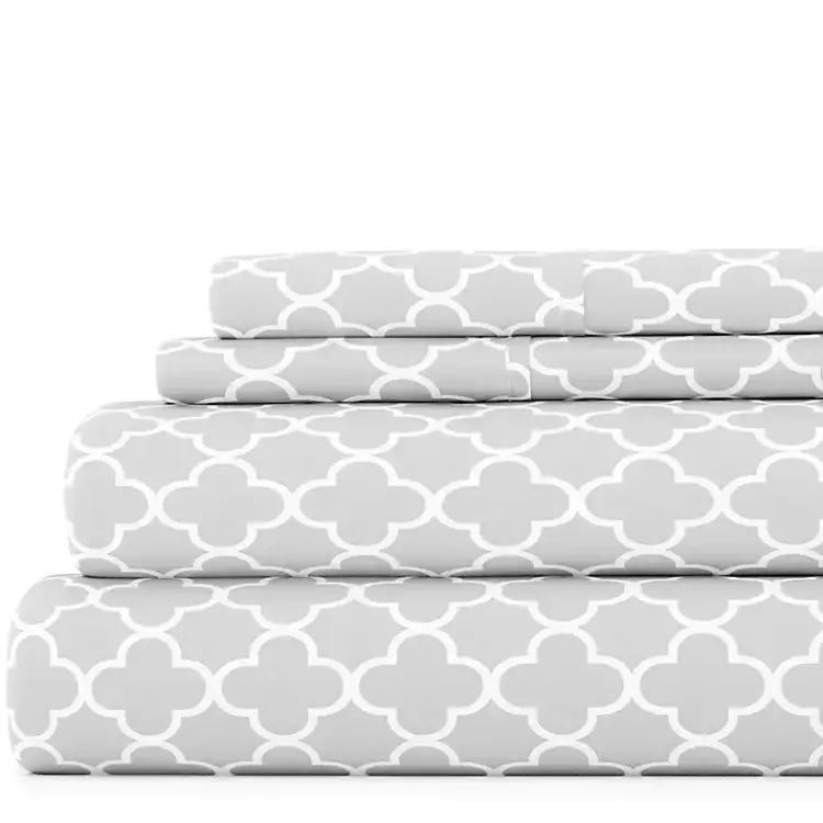 Bed Sheets-Kirklands Home Quatrefoil 3-pc. Twin Sheet Set Gray