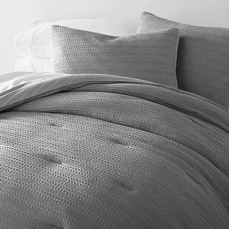Comforters-Kirklands Home Fog Waffle Ultra-Soft 3-pc. King Comforter Set Gray