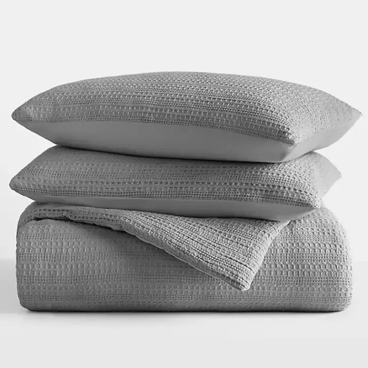 Comforters-Kirklands Home Fog Waffle Ultra-Soft 3-pc. Queen Comforter Set Gray