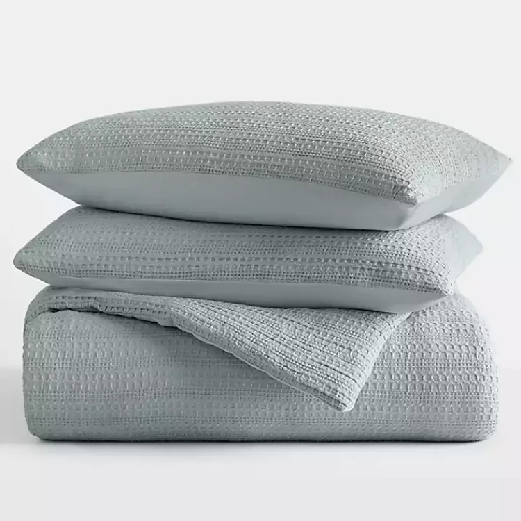 Comforters-Kirklands Home Waffle Ultra-Soft 3-pc. Queen Comforter Set Blue