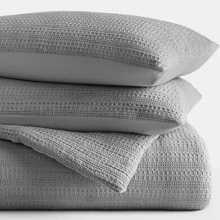 Comforters-Kirklands Home Fog Waffle Ultra-Soft 3-pc. Twin Comforter Set Gray