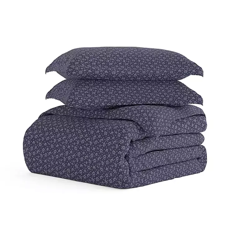 Duvets-Kirklands Home Navy Elegant Floral 3-pc. Queen Duvet Cover Set Blue