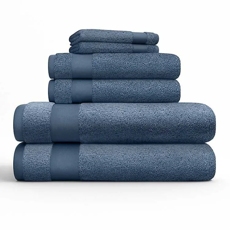 Bath Towels-Kirklands Home Navy 6-pc. Essential Cotton Bath Towels Blue
